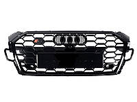 Решетка радиатора на Audi A5 B9 2021-2023 года ( стиль S5 Full black gloss )