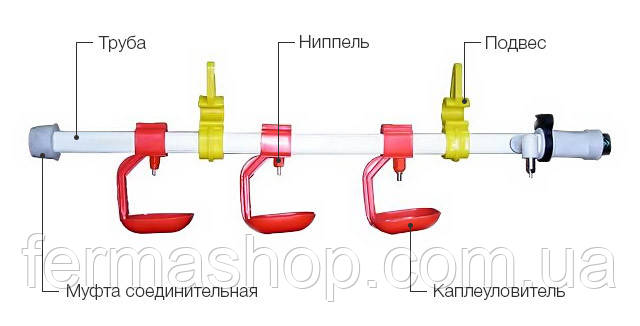 Система ниппельного поения 0.85 м (готовая система на 5 ниппельных поилок из нержавейки) АКЦИЯ! - фото 1 - id-p2108306387