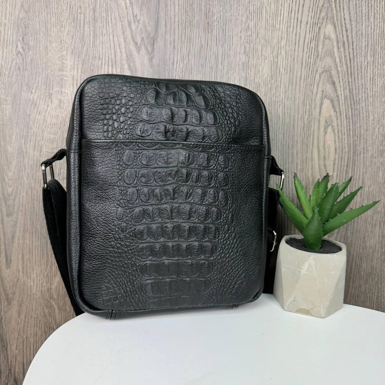 Чоловічі шкіряні сумки планшет з тисненням рептилія, сумка-планшетка з натуральної шкіри., фото 1