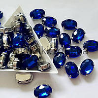 10*14мм овал Sapphire (синій) в оправі скло 1шт