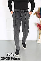 Мужские стильные джинсы прямого кроя на резинке (Размеры 29,30,31,32,33,34,35,36), Графит