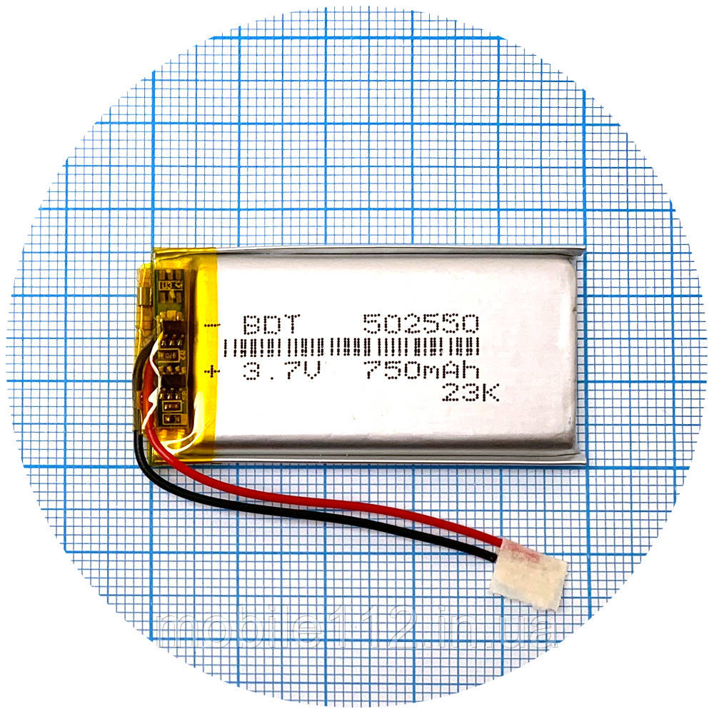 Батарея (акумулятор) універсальний 502550 50 х 25 х 5 мм 750 mAh 3.7V, фото 1
