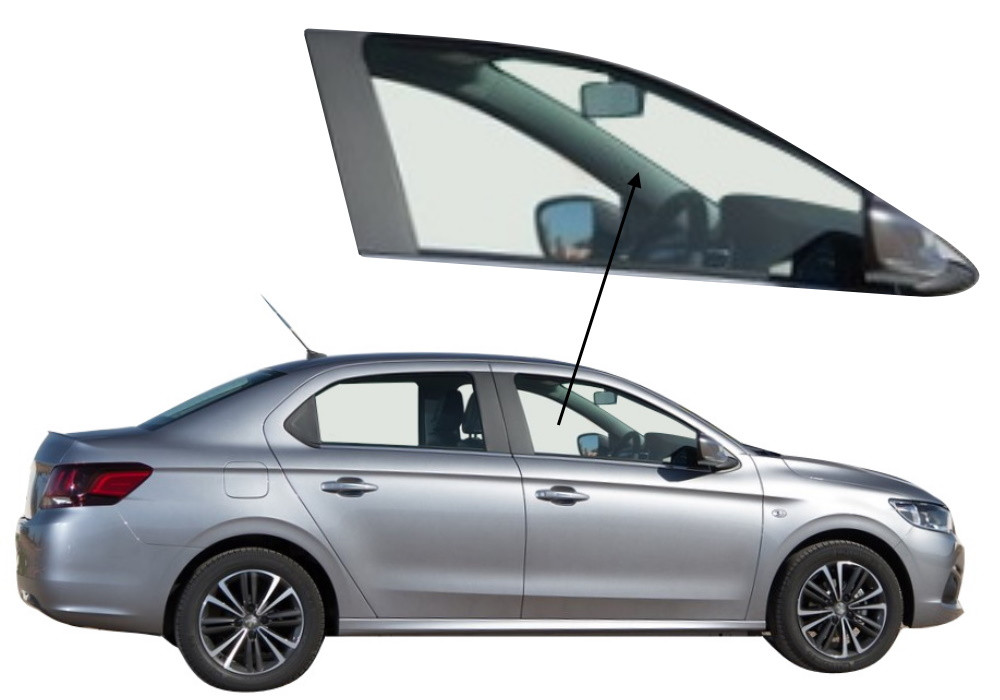 Бічне скло Peugeot 301 2012-2017 передніх дверей праве, фото 1