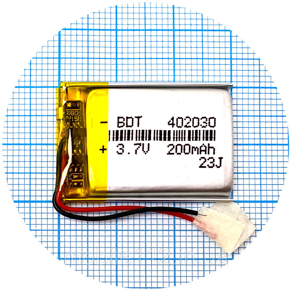 Батарея (акумулятор) універсальний 402030 30 х 20 х 4 мм 200 mAh 3.7V, фото 1