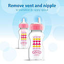 Антиколікова пляшечка-поїльник 2в1 Dr. Brown’s Option+ 270 мл Рожеві серця, фото 3