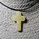 Хрестик з 100% натурального бурштину на шнурку вага 2,7г, фото 2