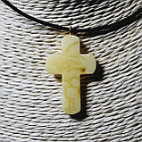 Хрестик з 100% натурального бурштину на шнурку вага 2,7г, фото 3