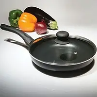 Сковородка Tiross TS1266P 24см с крышкой из жаропрочного стекла и индукционным дном,Традиционная сковорода hop