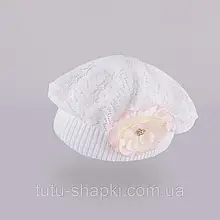 Берет для дівчинки трикотажний TuTu арт. 3-002546 (46-50, 50-54) Біло-рожевий, 46-50 см.