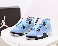 Мужские кроссовки Nike Air Jordan 4 Retro Blue Обувь Найк Аир Джордан 4 голубые кожа текстиль демисезон