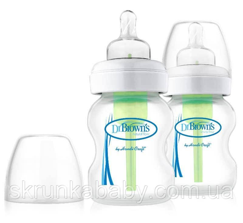 Антиколікова пляшечка для годування з широким горлечком Dr Brown's Options (150 мл/ 2 шт. в упаковці), фото 1