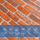 Самоклеючі 3д панелі під Катеринославську цеглу, м'які 3D панелі для стін 700х770х3 мм, Руда (044-3), фото 3