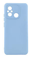 Чехол Silicone Case Box для Xiaomi Redmi 12C бампер с микрофиброй голубой