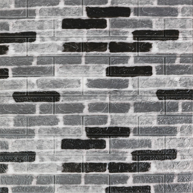 Самоклеючі 3д панелі під Катеринославську цеглу, м'які 3D панелі для стін 700х770х3 мм, Сірий (342-3), фото 1