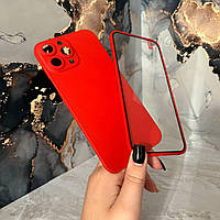 Защитный чехол 360 градусов красный на iPhone 13 Pro Max накладка матовая 360 красная на айфон 13 про макс