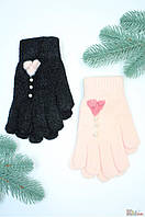 Перчатки с сердечком и бусинами (9-11 лет см.) Kalina