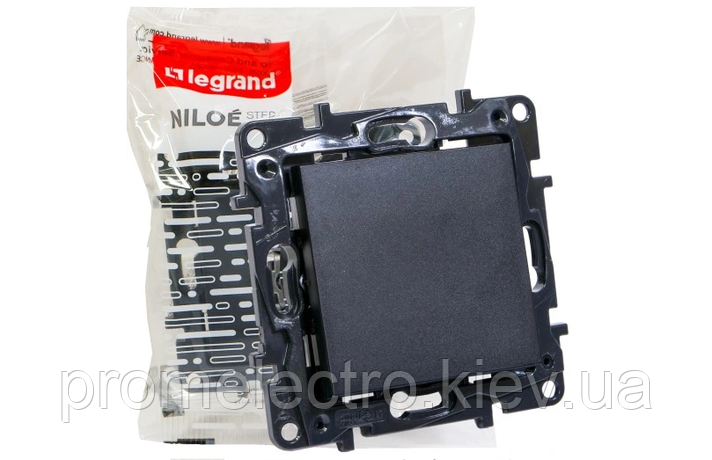 NILOE STEP Вимикач одноклавішний 10А автоматичні клеми, колір Чорний, фото 1