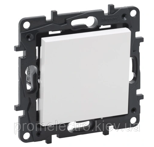 NILOE STEP Перемикач одноклавішний 10А автоматичні клеми, колір Білий