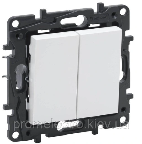 NILOE STEP Вимикач двоклавішний 10А автоматичні клеми, колір Білий, фото 1