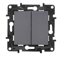 NILOE STEP Вимикач двоклавішний 10А автоматичні клеми, колір Сталь