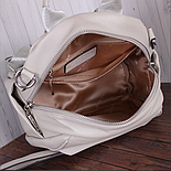 Рюкзак женский бежевый черный, мятный желтый компактный, натуральная кожа, фото 8