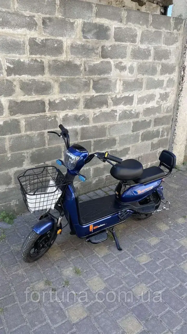 Електроскутер 350W (48V 16,5 Ah) Синій з корзиною