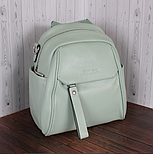 Рюкзак женский бежевый черный, мятный желтый компактный, натуральная кожа, фото 3