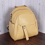 Рюкзак женский бежевый черный, мятный желтый компактный, натуральная кожа, фото 4