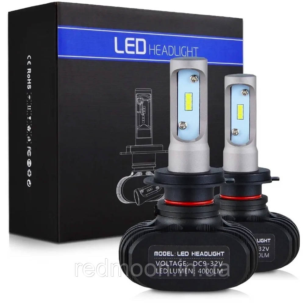 Комплект 2 шт LED лампи в авто S1-H7, HeadLight 6500K, 4000lm / Автомобільні світлодіодні вогні, фото 1