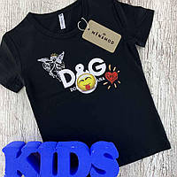 Детская футболка с принтом черного цвета 128-134