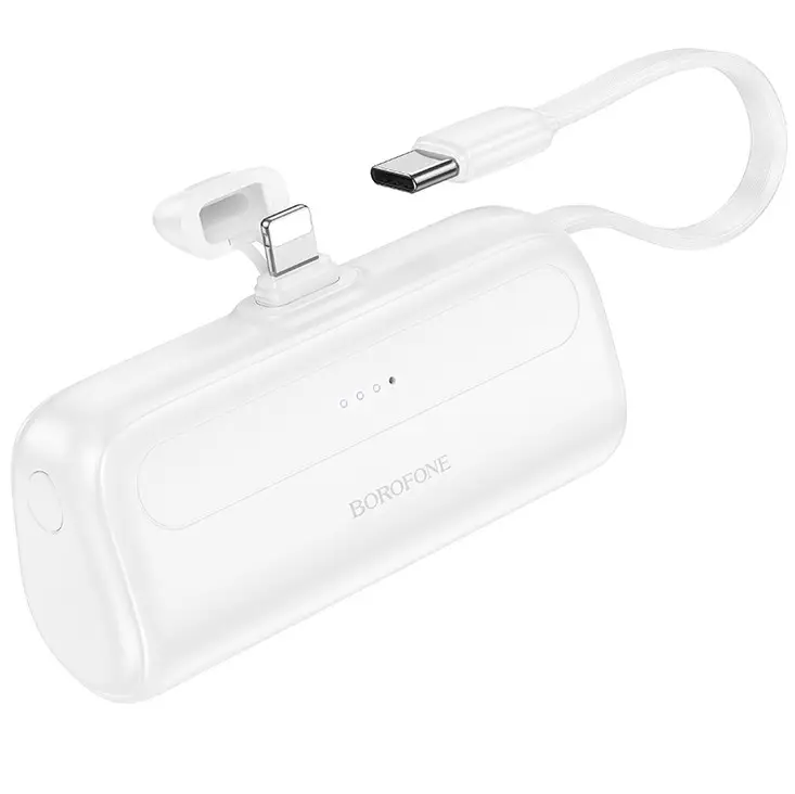 Павербанк 5000mAh з кабелем Type-C та конектором Lightning BOROFONE BJ41 |18.5W| Білий