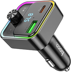 Автомобільний FM-Трансмітер модулятор із швидкою зарядкою HOCO E81 |USB/Type-C PD30W+QC3.0| Чорний
