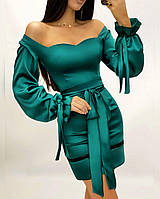 Жіноча розкішна міні сукня Маріанна з поясом шовк-сатин Dvf338