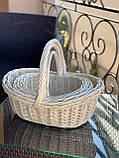 Набір плетених кошиків із вибіленої лози. Арт:30103, фото 3