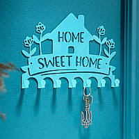 Ключниця настінна металічна 27*18см на 7 гачків Home sweet home
