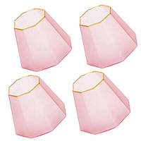 Набор стаканов розовых диамант для напитков из матового стекла с золотым ободком Леди Пинк грань 375 мл