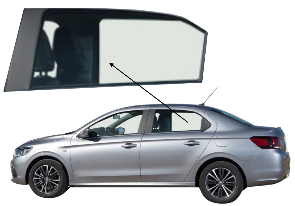 Бічне скло Peugeot 301 2012-2017 задніх дверей ліве, фото 1