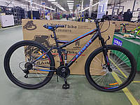 Велосипед гірський двопідвісний Azimut RACE GFRD 27,5" рама 19", чорно-синій