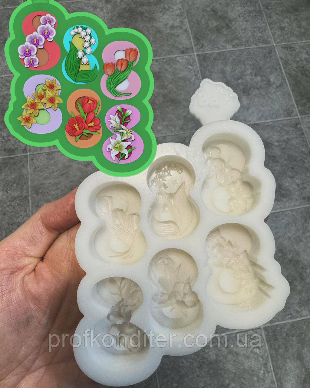 Ексклюзив! Силіконовий молд для шоколаду та ін "8-ки з декором асорті", фото 1