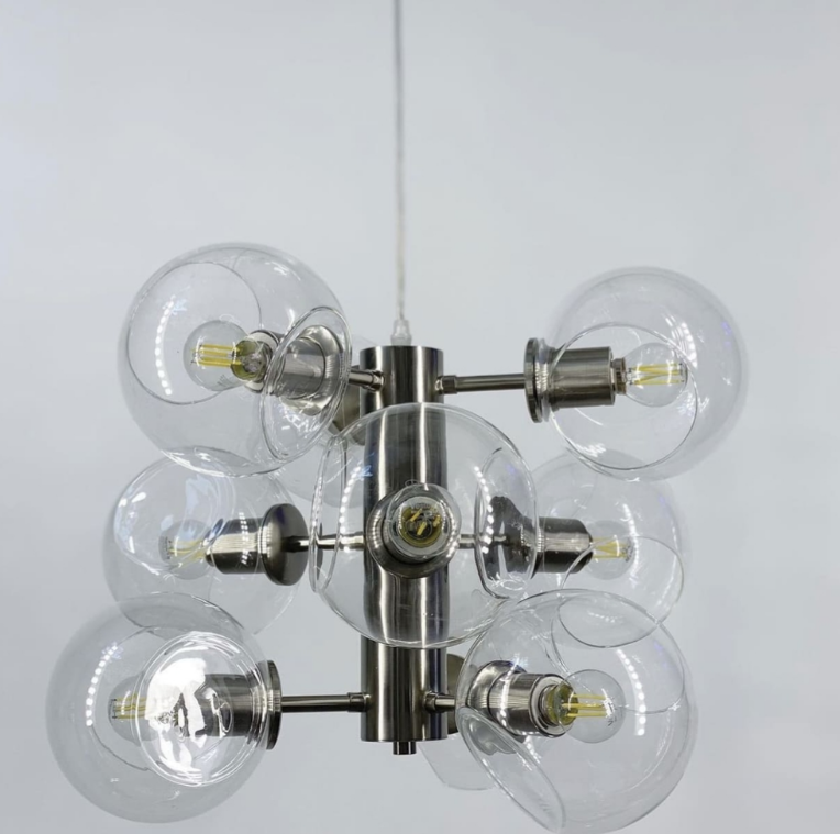 Ексклюзивна люстра в кольорі корпусу SATIN NICKEL на 9 плафонів, фото 1
