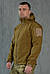 Чоловіча водонепроникна куртка Softshell з капюшоном та липучками під шеврони койот військова, фото 7