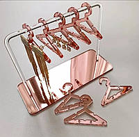 Рожева акрилова підставка стенд вішалка з тремпелями для сережок 8 пар