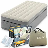 Односпальне надувне велюрове ліжко матрац 99х191х51см Dura-Beam Plus Intex 64162 NP з електронасосом