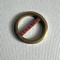 Пряжка Кольцо с красными камнями Золото23мм Металлическая