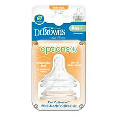 Соска з Y-отвором для соків та рідких каш для пляш Dr Brown's Options+ силікон (9+ місяців, 2 шт. в упаковці )