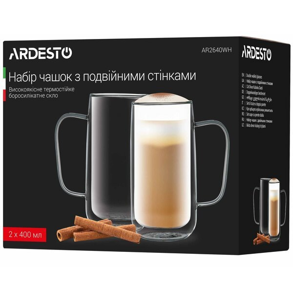 Набір чашок Ardesto з подвійними стінками, 400 мл, 2 од. (AR2640WH)