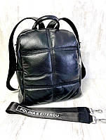 Рюкзак-сумка женский кожаный черный Polina&Eiterou