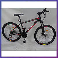 Велосипед горный двухколесный одноподвесный стальной Azimut Aqua 27,5" D 27,5 дюймов 17 рама черно-красный