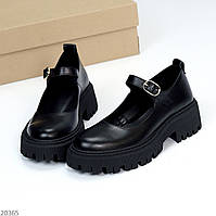 Шикарні чорні шкіряні туфлі на шлейці натуральна шкіра виробництво Україна взуття жіноче