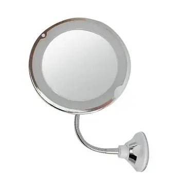 Кругле дзеркало для макіяжу Flexible на присосці з LED підсвічуванням на гнучкій ніжці та збільшенням 10Х WO-30